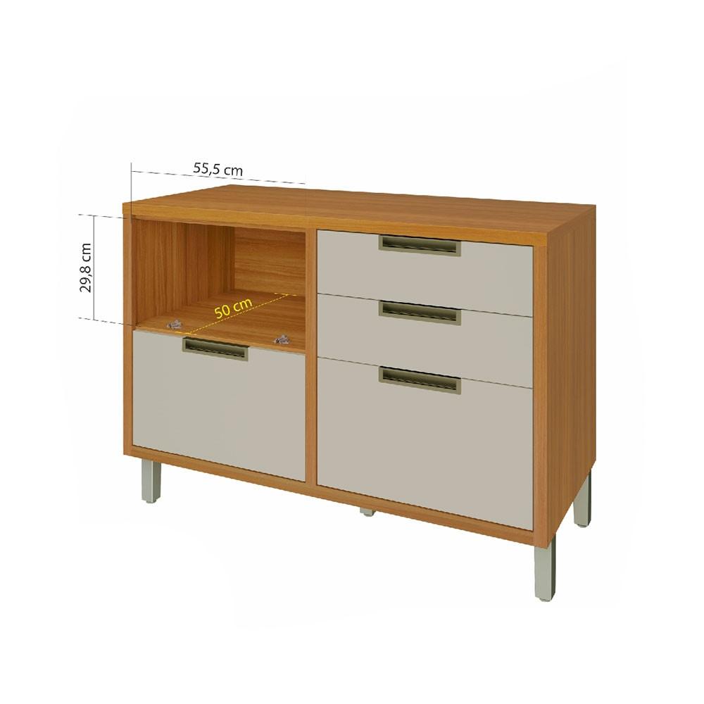 Balcão 1 Porta 4 Gavetas Nesher Imperatriz 120cm Mdf - 6