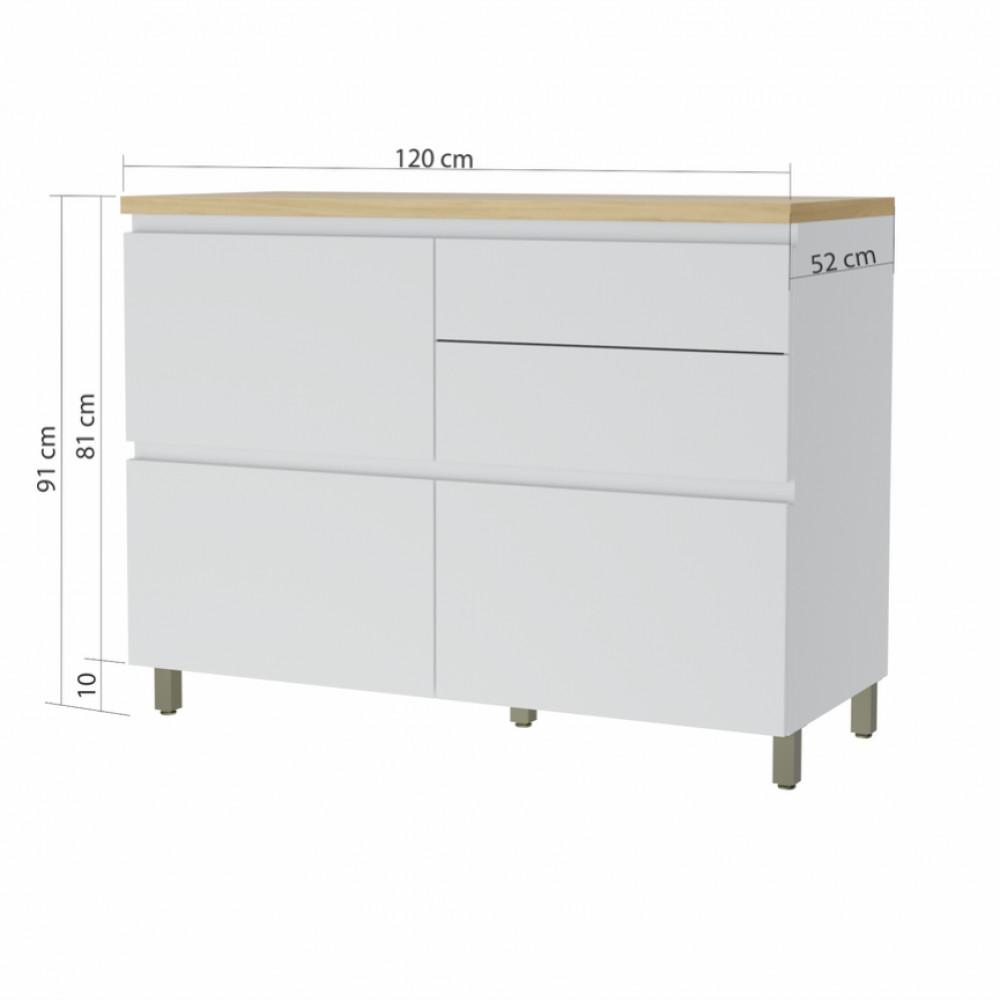 Balcao 1 Porta Basculante 4 Gavetas Nesher Rainha 120cm 100 Mdf - 2