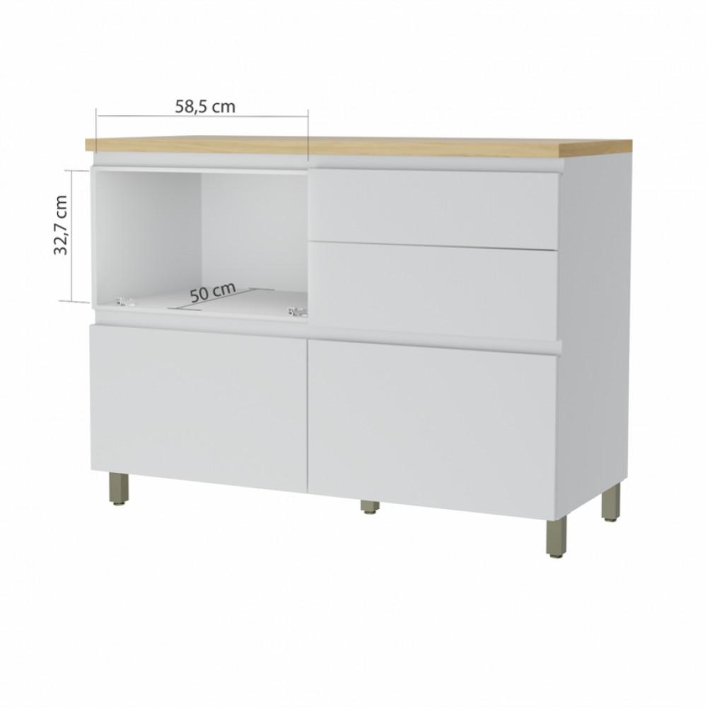 Balcao 1 Porta Basculante 4 Gavetas Nesher Rainha 120cm 100 Mdf - 3