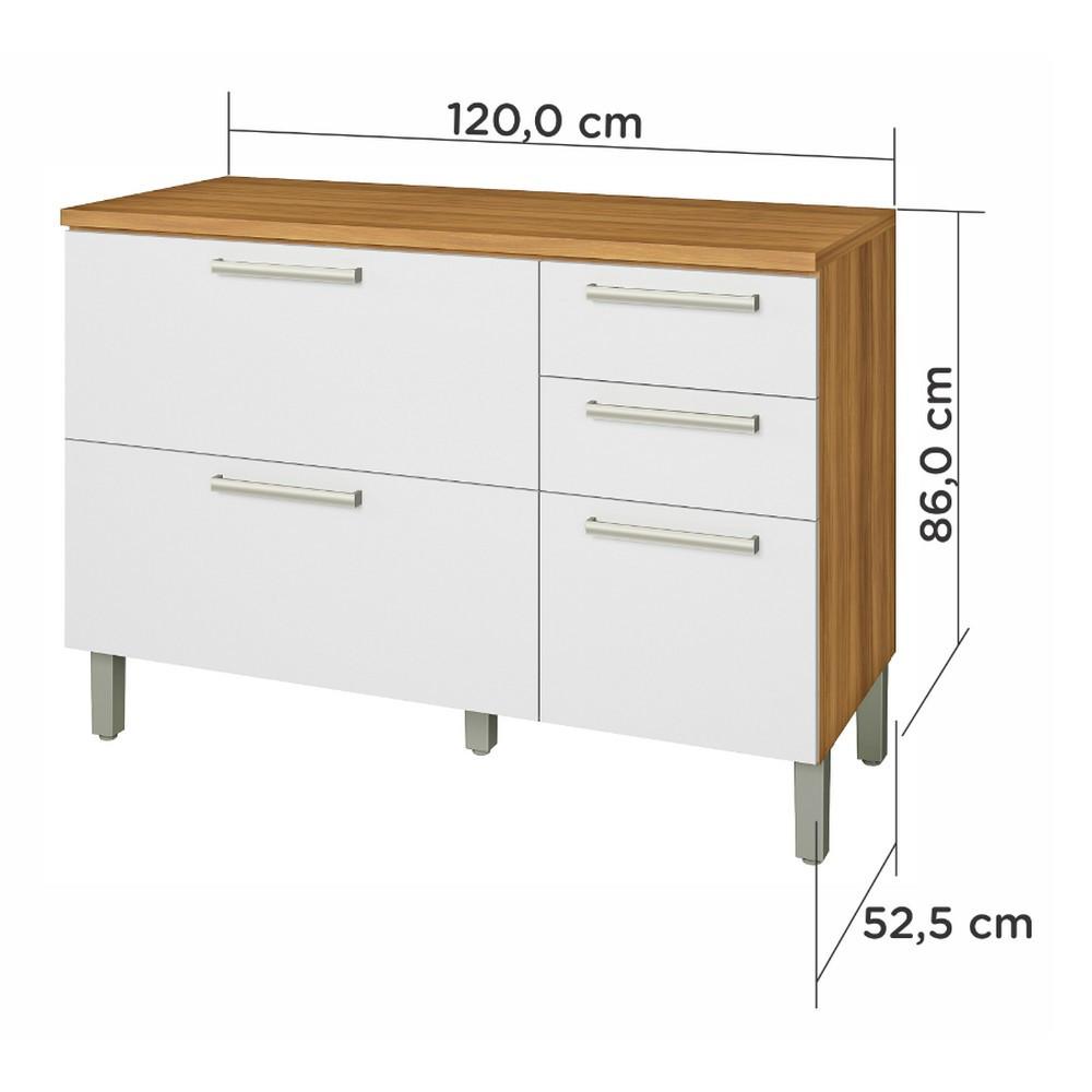 Balcão 2 Portas e 3 Gavetas Burguesa Premium 120cm Nesher - 8