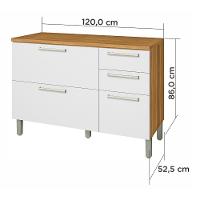 Balcão 2 Portas e 3 Gavetas Burguesa Premium 120cm Nesher - 8