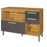 Balcão 2 Portas e 3 Gavetas Burguesa Premium 120cm Nesher - 8