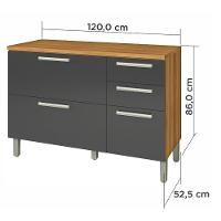 Balcão 2 Portas e 3 Gavetas Burguesa Premium 120cm Nesher - 9