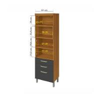 Paneleiro 2 Portas 3 Gavetas Nesher Princesa 64cm Mdf - 3