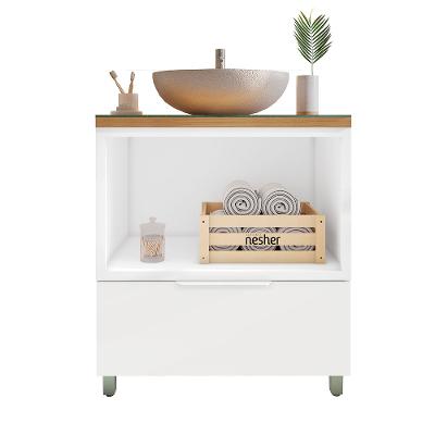 Gabinete de Banheiro 80cm com Caixa Organizadora Marquesa 70cm MDF Nesher