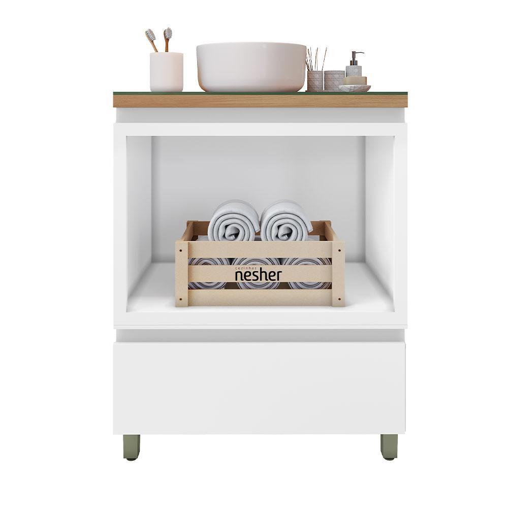 Gabinete de Banheiro 70cm com Caixa Organizadora Rainha 70cm MDF Nesher - 1