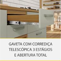 Balcão 2 Portas 3 Gavetas Nesher Princesa 120cm - 2