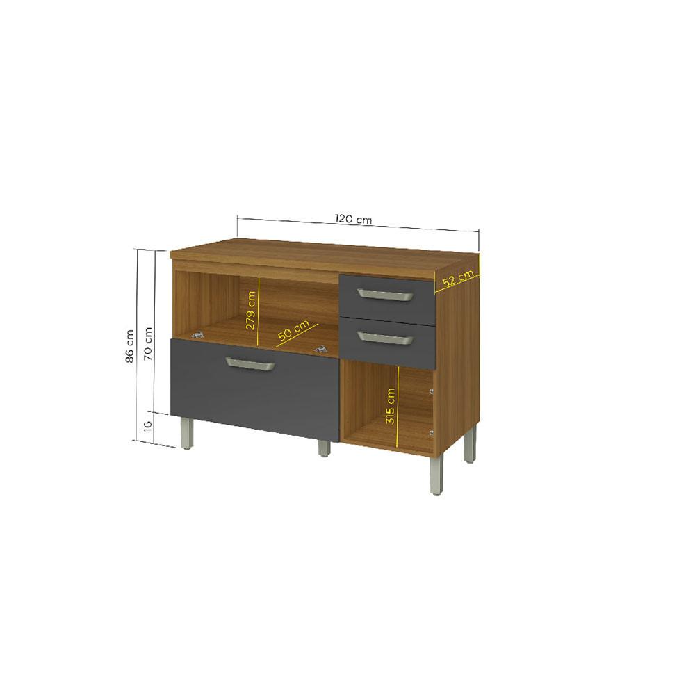 Balcão 2 Portas 3 Gavetas Nesher Princesa 120cm - 4