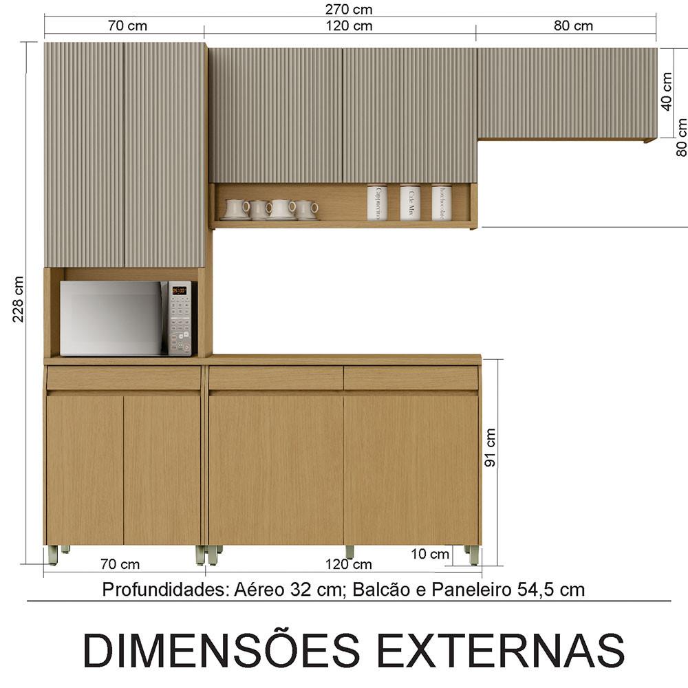 Cozinha Simone Mendes 270Cm 4 Peças 9 Portas 3 Gavetas Nesher - 3