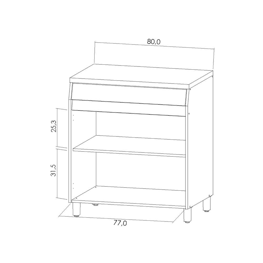 Balcão Simone Mendes 80cm 2 Portas 1 Gaveta Nesher - 3