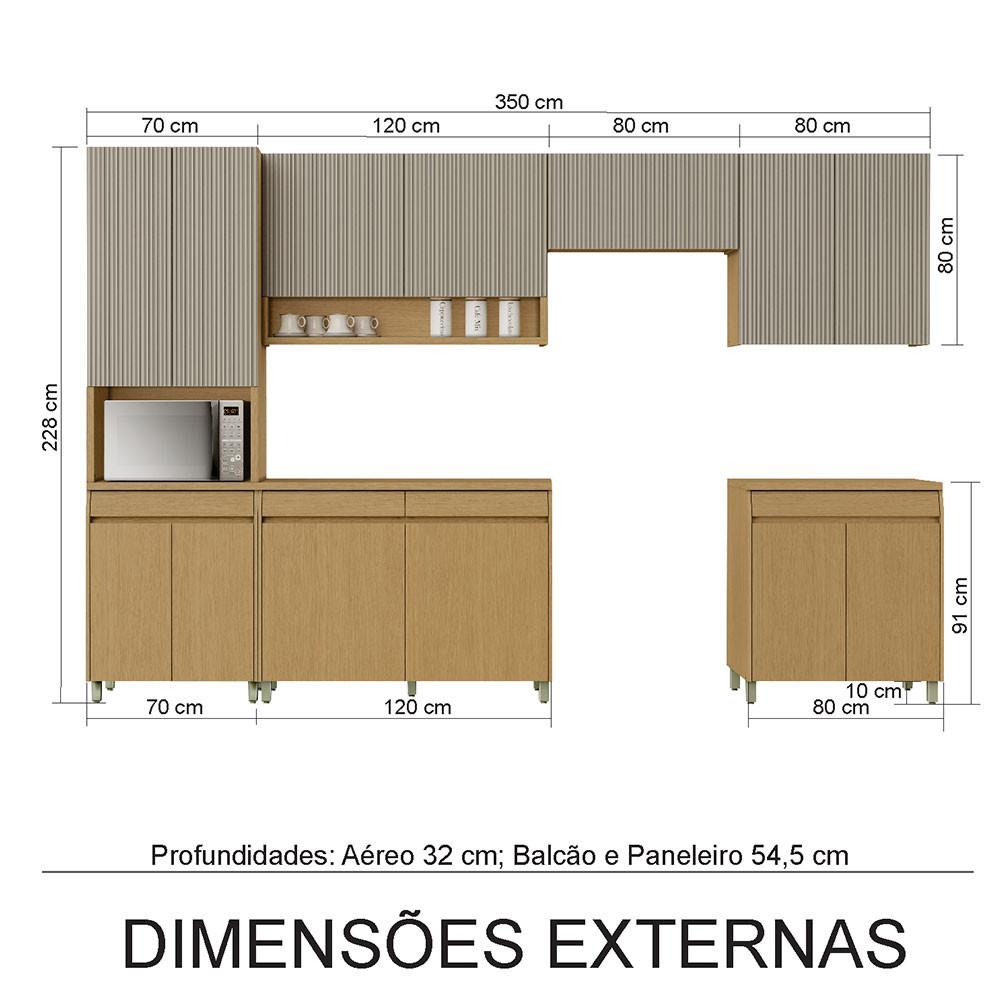 Cozinha Simone Mendes 350cm 6 Peças 13 Portas 7 Gavetas Nesher - 3
