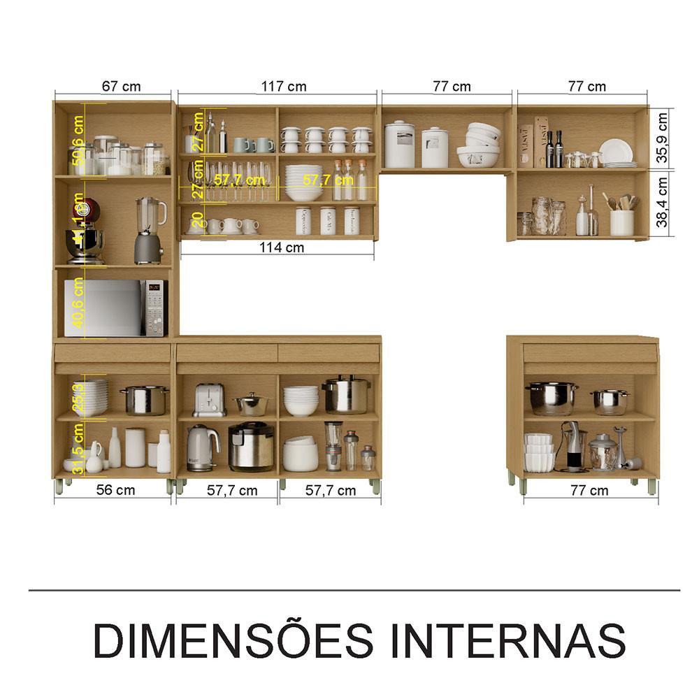 Cozinha Simone Mendes 350cm 6 Peças 13 Portas 7 Gavetas Nesher - 4