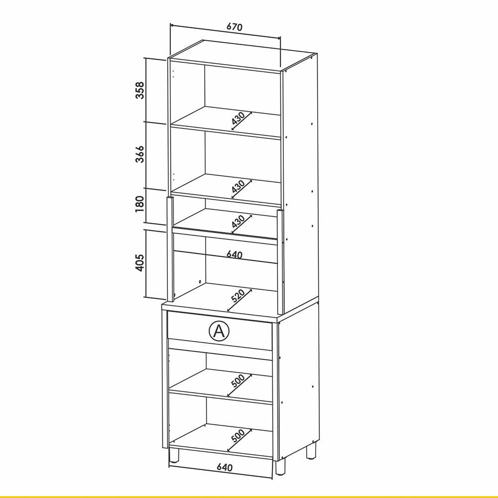 Paneleiro 4 Portas 1 Gaveta Condessa 70cm 100 MDF CRV-CRG Nesher - 4