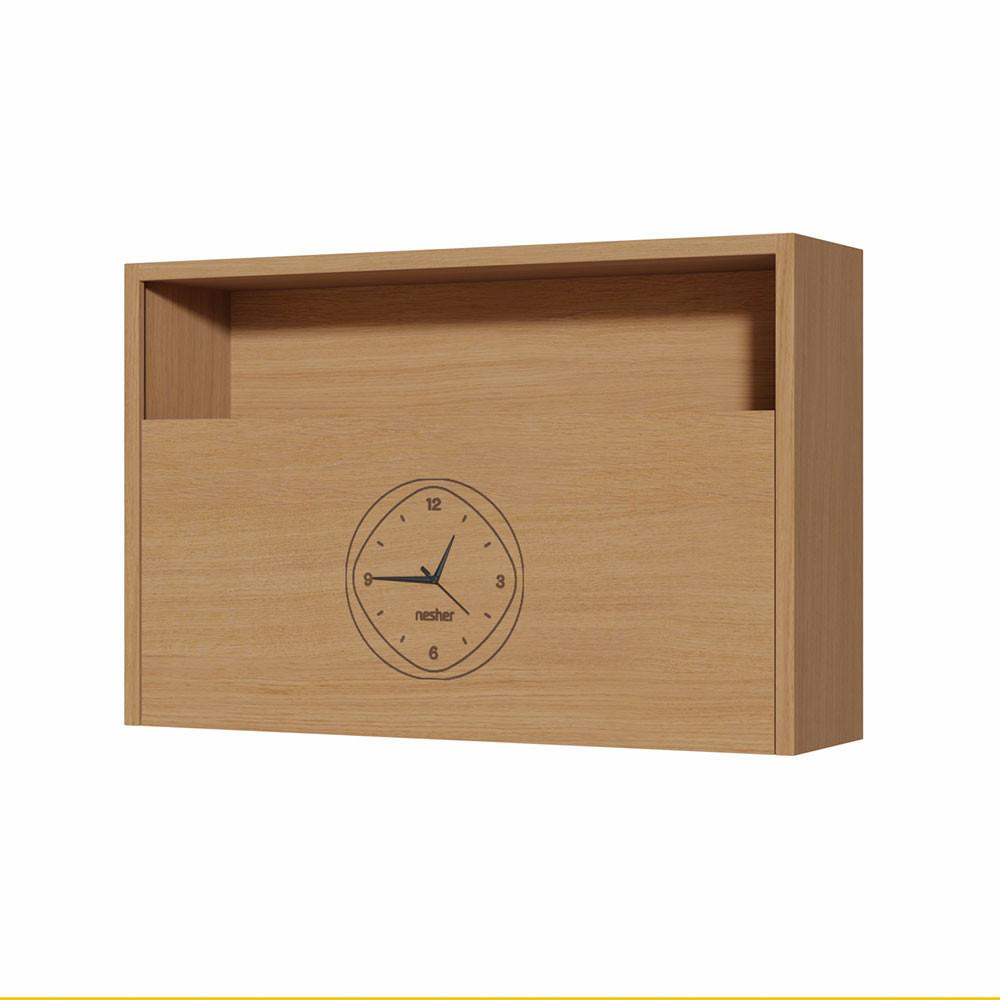 Armario Aereo Condessa 1 Porta Basculante Com Relogio 120cm 100 MDF CRV Nesher - 1