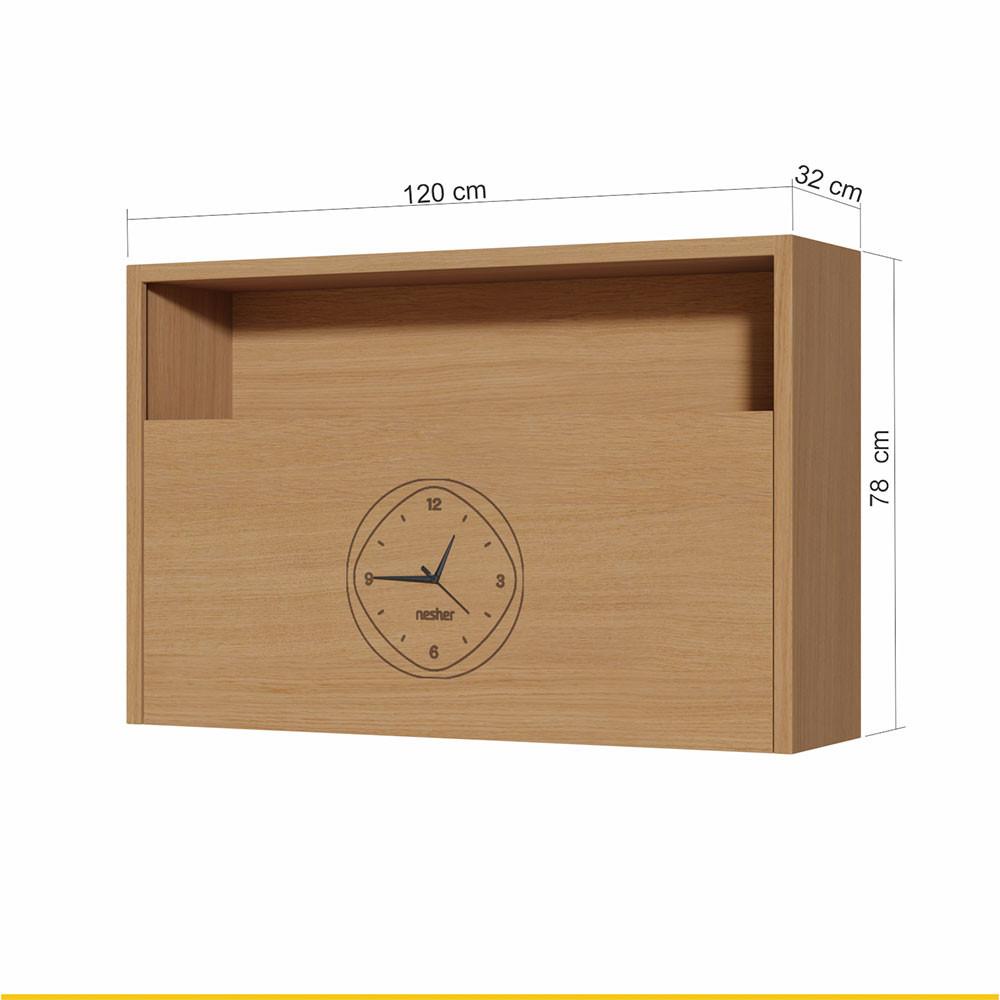 Armario Aereo Condessa 1 Porta Basculante Com Relogio 120cm 100 MDF CRV Nesher - 2