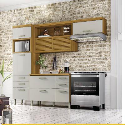 Cozinha 3 Peças 6 Portas 6 Gavetas Nesher Princesa Mdf