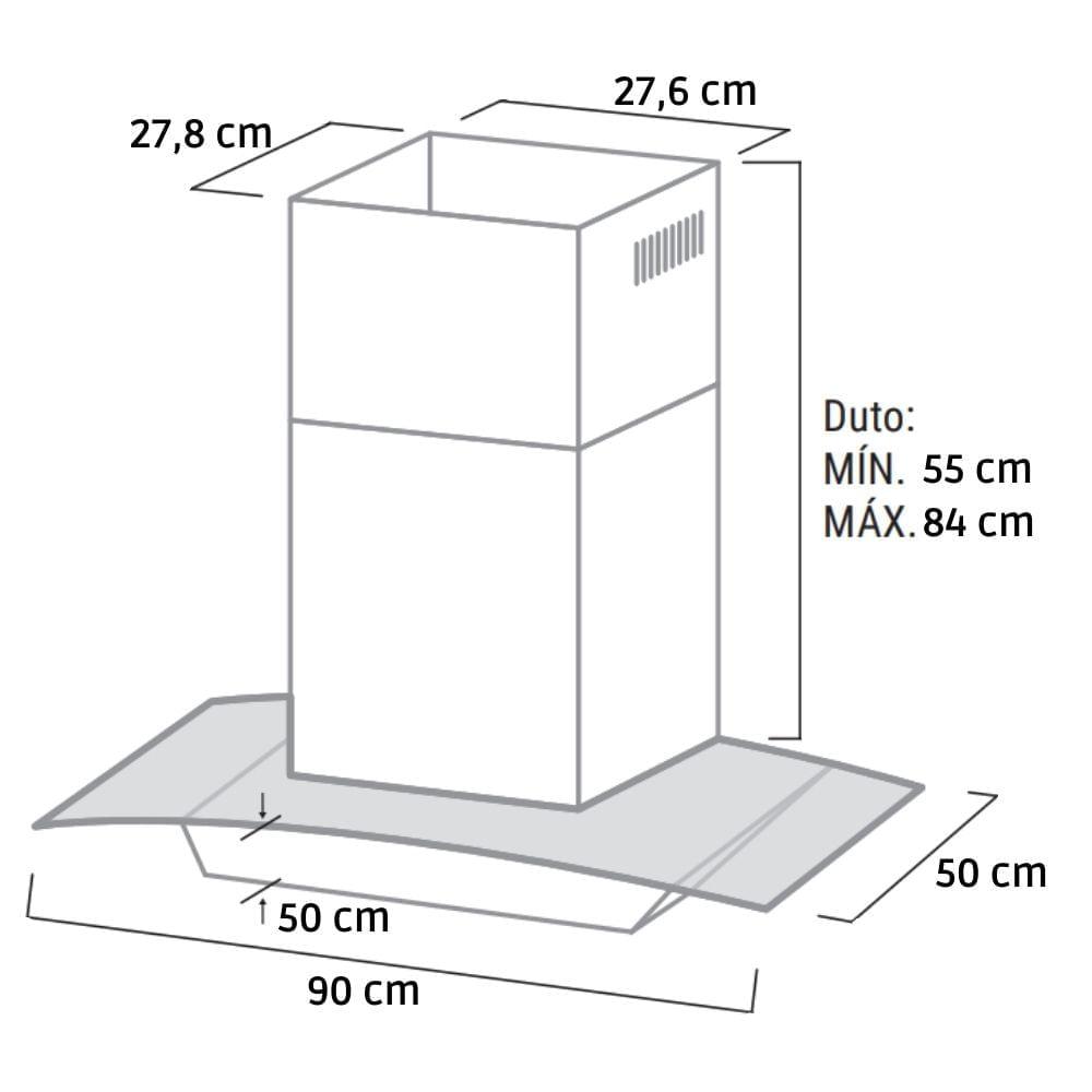 Coifa de Parede Suggar Esmeralda Touch Vidro Inox 90Cm - 4