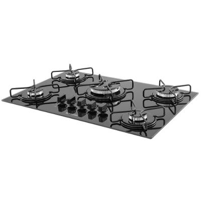 Cooktop a Gás Suggar 5 Bocas Aço Esmaltado Vidro Preto