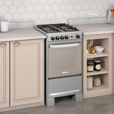 Fogão de Piso Suggar FGISL410PRIX 4 Bocas Prata Mesa Inox