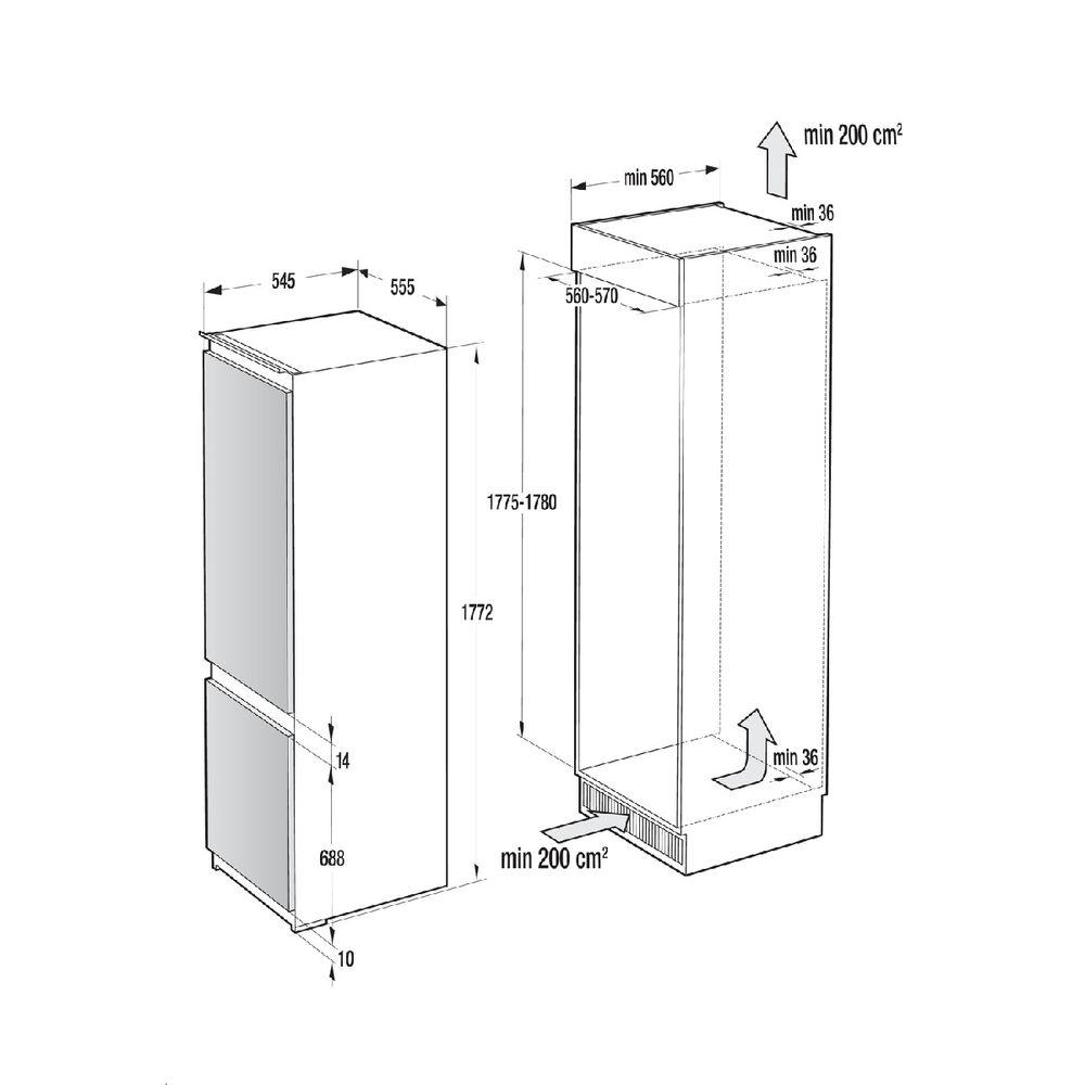Geladeira Gorenje de Embutir 2 Portas 269 Litros 220V NRKI5182A2 - 2