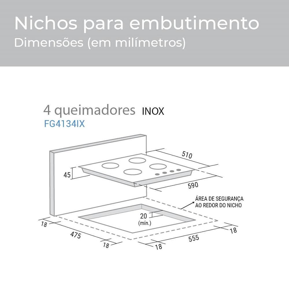 Cooktop a Gás Suggar 4 Bocas Inox - 1