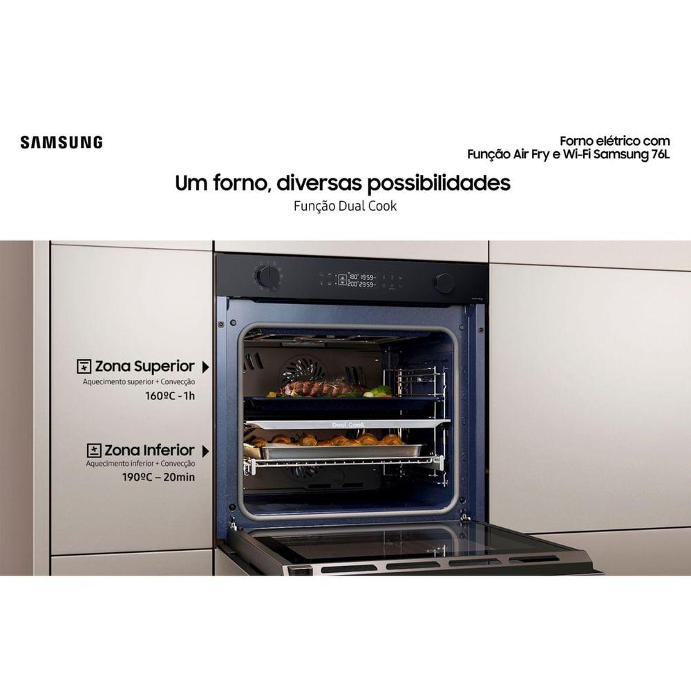 Forno Elétrico Samsung Air Fry e Wi-Fi 76 Litros Preto - 9