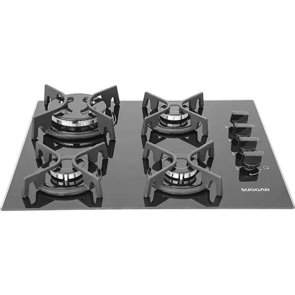 Cooktop a Gás Suggar 4 Bocas Trich Ferro Fundido Vidro Preto Bivolt FG4404FVP - 2