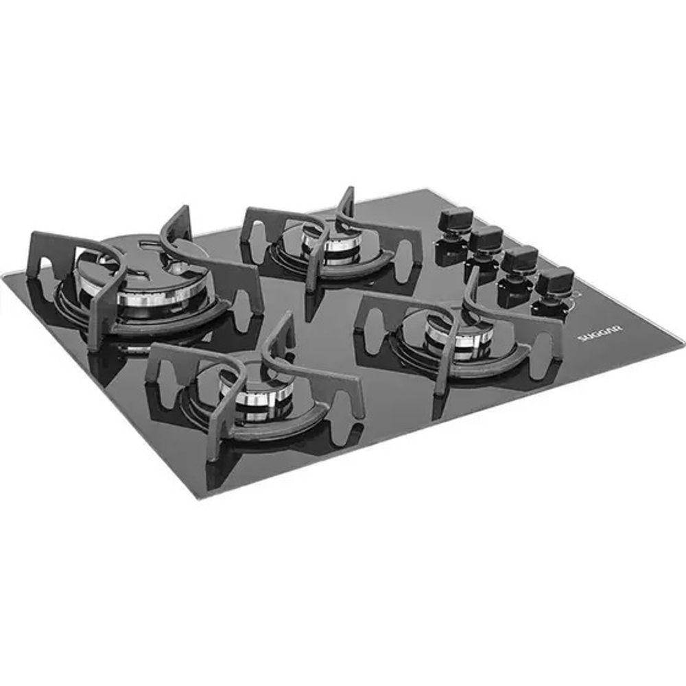Cooktop a Gás Suggar 4 Bocas Trich Ferro Fundido Vidro Preto Bivolt FG4404FVP - 4