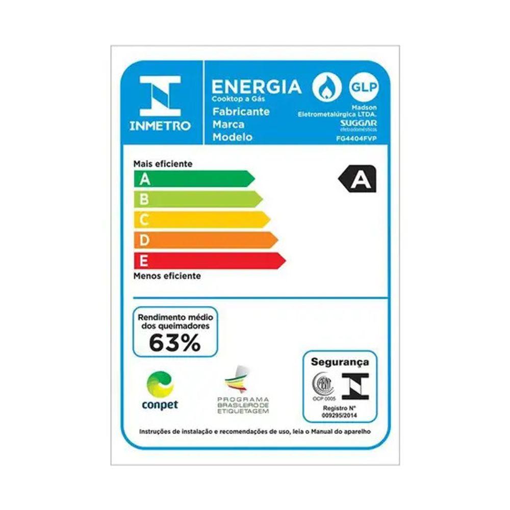 Cooktop a Gás Suggar 4 Bocas Trich Ferro Fundido Vidro Preto Bivolt FG4404FVP - 5