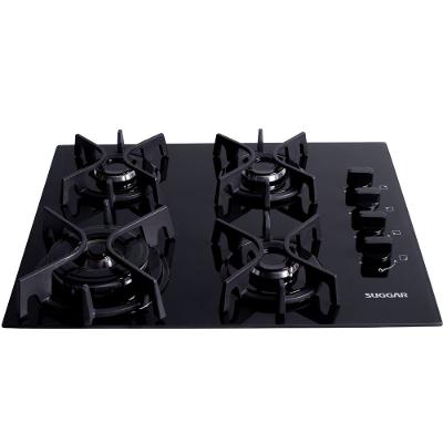 Cooktop a Gás Suggar FG4404FVP 4 Bocas Trich Ferro Fundido Vidro Preto