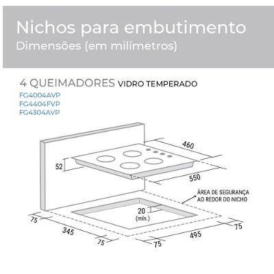 Cooktop a Gás Suggar FG4404FVP 4 Bocas Trich Ferro Fundido Vidro Preto