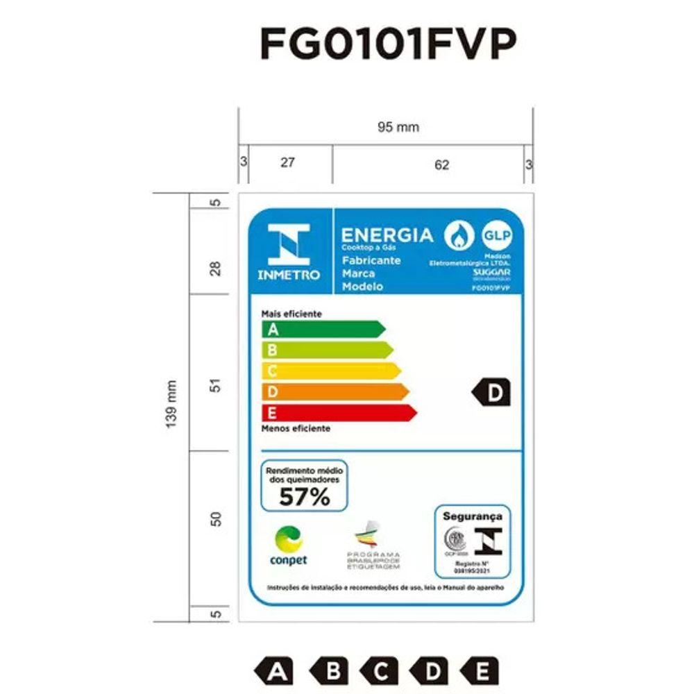 Cooktop a Gás Suggar 1Q Trich Ferro Fundido Vidro Preto Bivolt FG0101FVP - 4