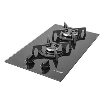 Cooktop a Gás Suggar 2Q Ferro Fundido Vidro Preto Bivolt FG2002FVP
