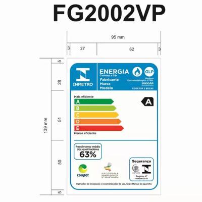 Cooktop a Gás Suggar 2Q Ferro Fundido Vidro Preto Bivolt FG2002FVP
