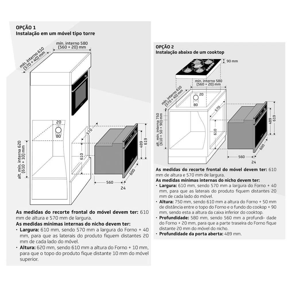 Forno a Gás Brastemp de Embutir 78 Litros Inox 220V BOH84ARRNA - 6