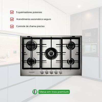 Cooktop a Gás Brastemp Gourmand 5 Bocas 75cm Inox