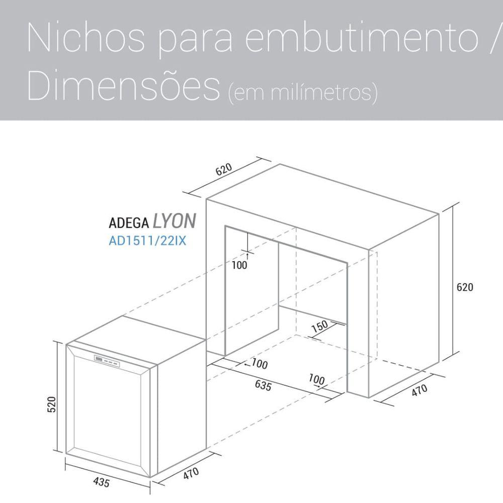 Adega Suggar Lyon 13 Garrafas Preta Inox 110V AD1511IX - 3