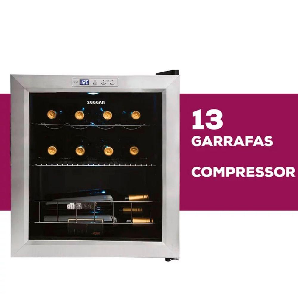 Adega Suggar Lyon 13 Garrafas Preta Inox 110V AD1511IX - 8