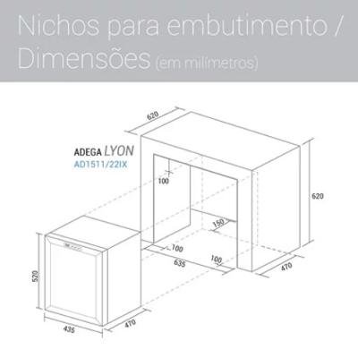 Adega Suggar Lyon 13 Garrafas Preta Inox 110V AD1511IX