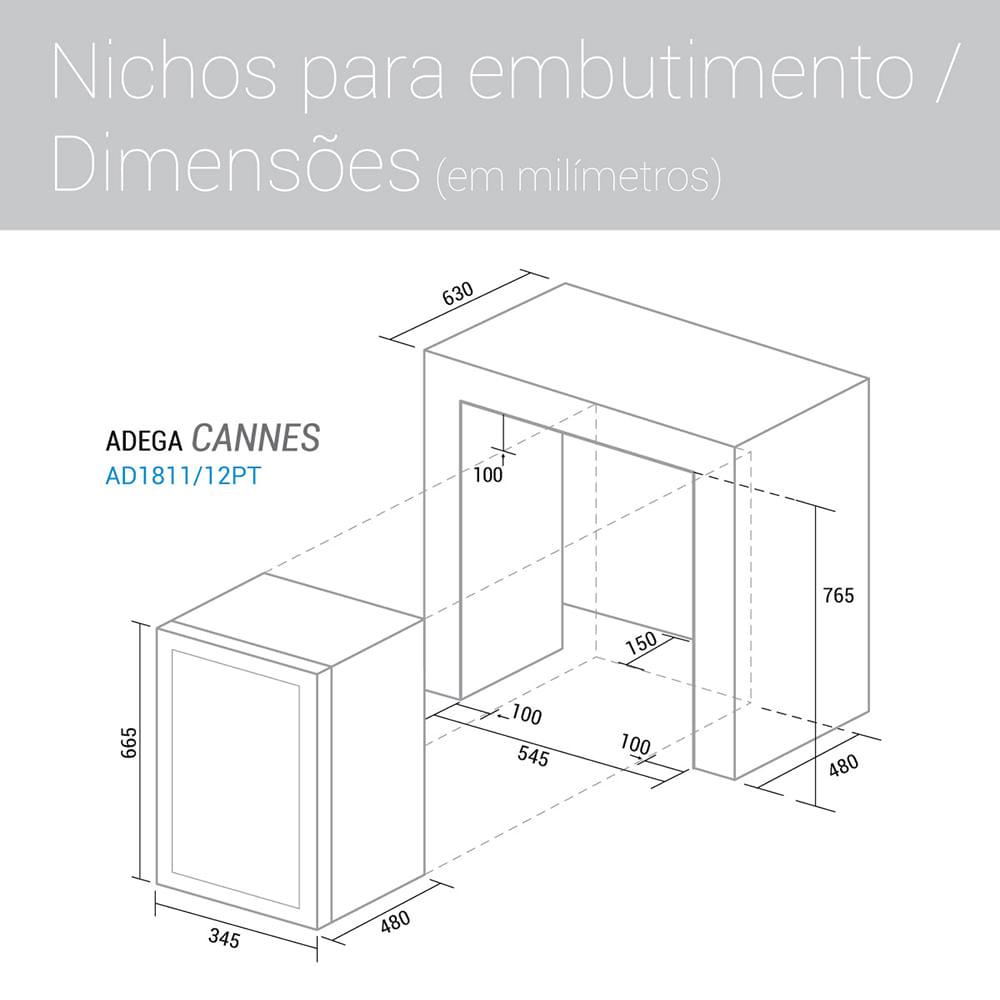 Adega Suggar Cannes 18 Garrafas Preta 110V AD1811PT - 5