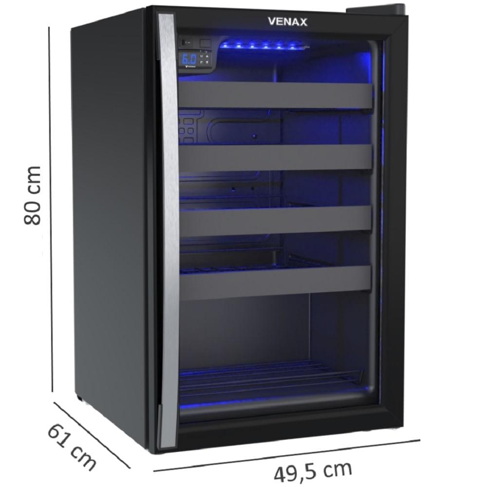 Adega Venax Piubella 24 Garrafas 100L  Abertura Para Direita Preta 110V 7831 - 3