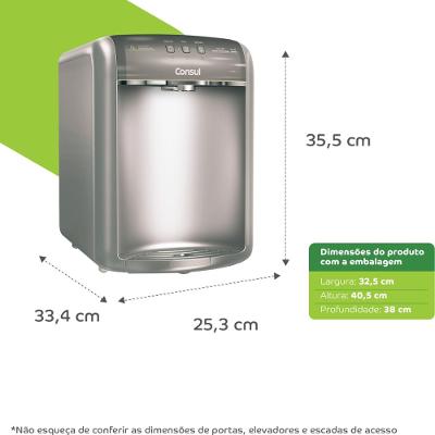 Purificador de Água Consul Alta Refrigeração Titânio 110V Compacto e Eficiente CPB36AFANA