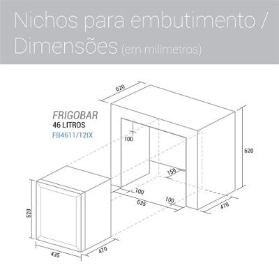 Frigobar Suggar 46L Inox 110V FB4611IX
