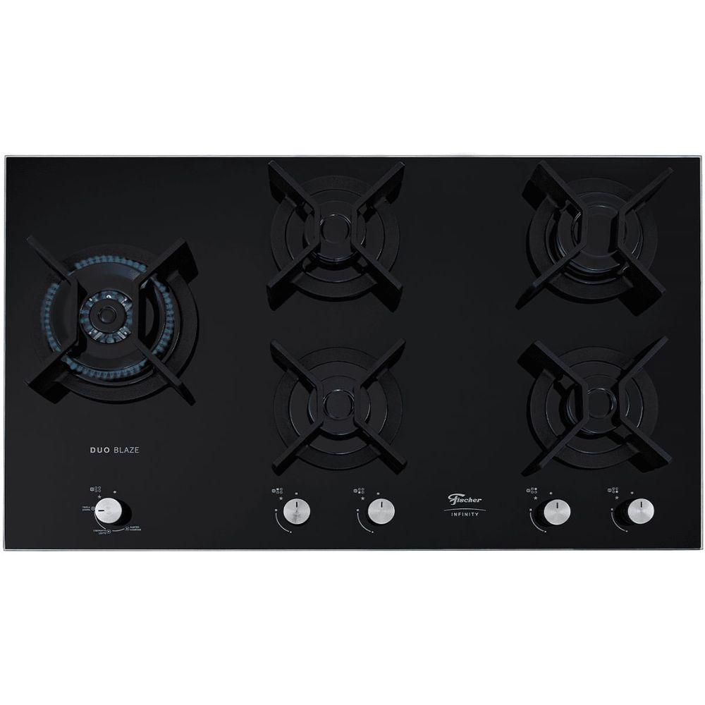 Cooktop a Gás Fischer Infinity Ferro Fundido 5 Bocas Mesa Vidro Preto Bivolt 31800-82260 - 3