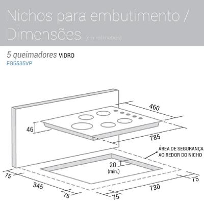 Cooktop a Gás Suggar Tripla Chama Lateral 5 Queimadores Preto Bivolt FG5535VP