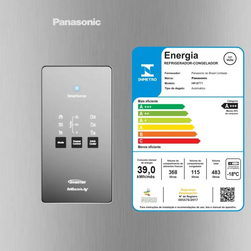 Geladeira Panasonic Duplex BT71 483 Litros Aço Escovado 110V NR-BT71PV4XA - 8