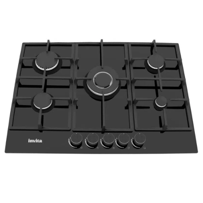 Cooktop a Gás Invita 70cm 5Q Preto Bivolt I-CKG-5Q-70-BL-3TNA