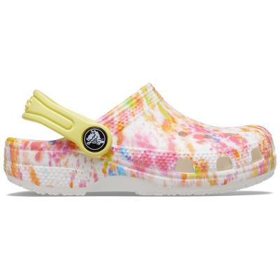 Sandália crocs classic tie dye graphic kidst orange zing/multi