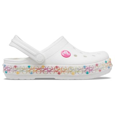 Sandália crocs crocband stretch necklace t white/multi