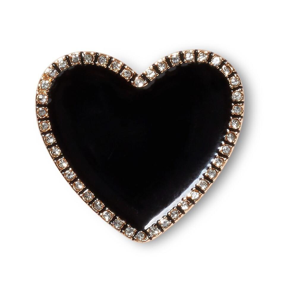 Jibbitz™ coração preto com linha dourada unico unico - 1